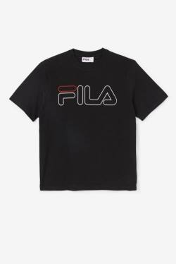 Black Men's Fila Borough Tee T Shirts | Fila368JK